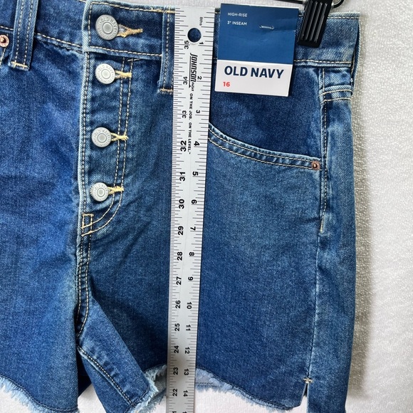 Old Navy High Rise Adjustable Waist Shorts Womens 16 Plus size Blue Denim 2368 - Picture 6 of 9